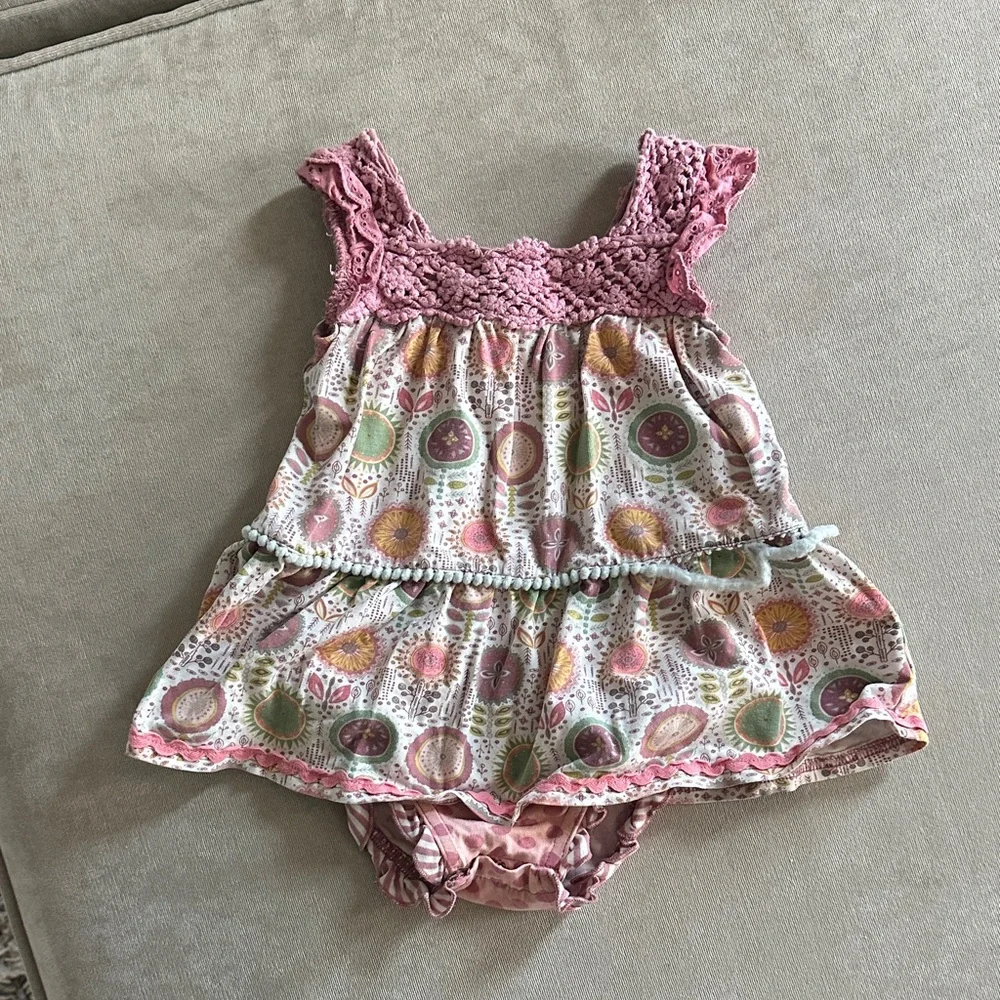 ⭐️5/$25⭐️ Matilda Jane Floral Pink and Cream romper Dress